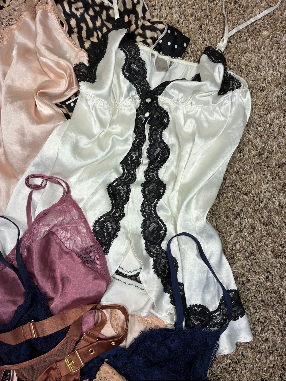 Victoria Secret 7 Piece Bundle Items 2 Satin Slips Camisole Shorts Panties - Picture 3 of 16